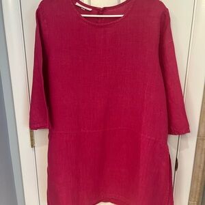 Bryn Walker Women's Pink 100% Linen Tunic Top